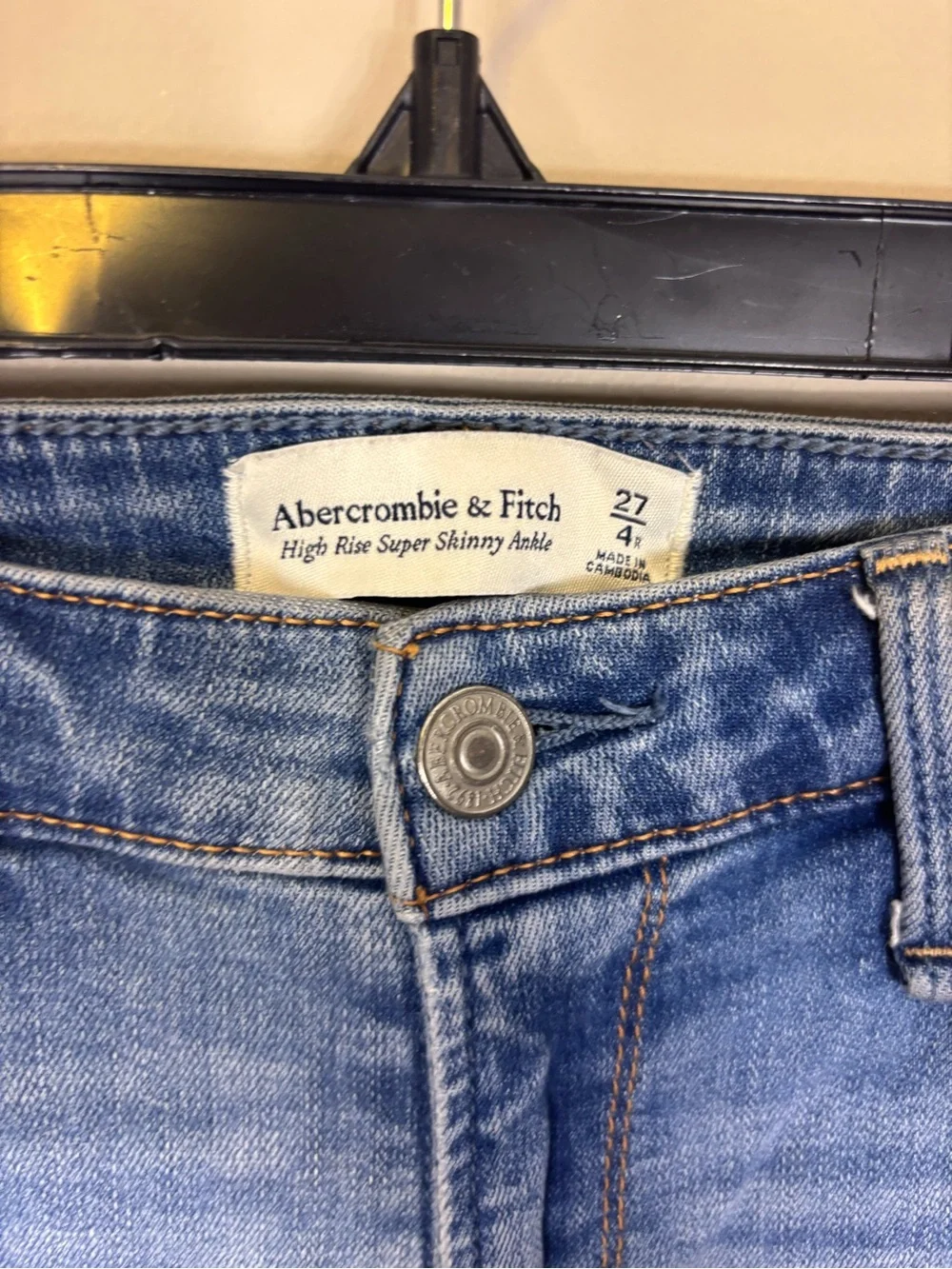 Abercrombie & Fitch Light Blue High Rise Distressed Skinny Ankle Jeans 4